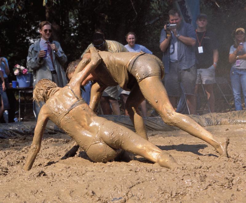 naked female mud wrestling