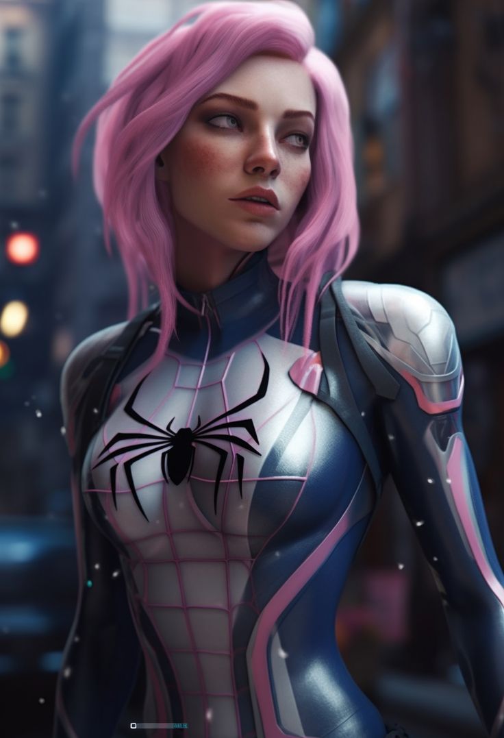 dina al add photo super hero with pink hair